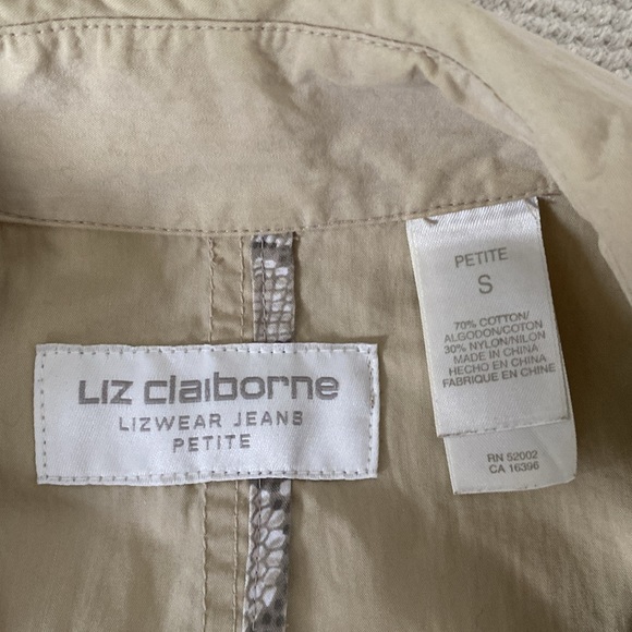 Liz Claiborne Lizwear jeans short, boxy fit trench jacket Size Small Petite - Picture 10 of 12